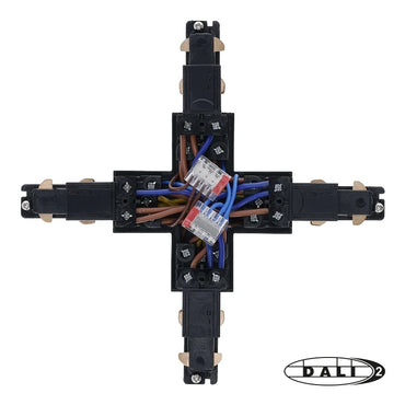 DALI 3-fase rail X-vorm connector zwart