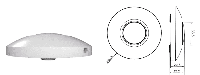 LED vloerdimmer wit met afmetingen