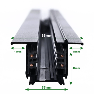 3-Fase Inbouw Rail 100CM - Zwart - Inbouw - Outledtl.nl