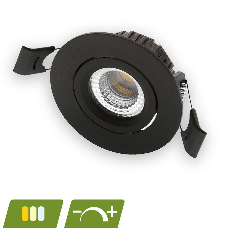 LED Inbouwspot Pollux | 5 watt | Dimbaar | CCT switch | Zwart | IP65 | Kantelbaar - Outledtl.nl
