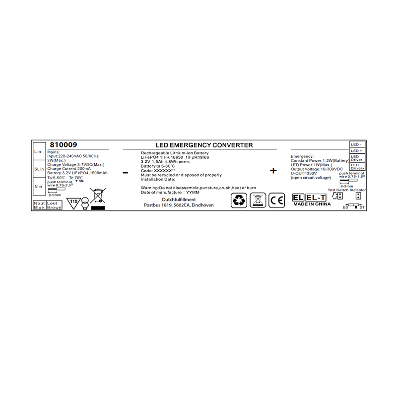 NOODUNIT 1.2W | 10-300V(DC) | Blijft tot 3 uur branden - Outledtl.nl