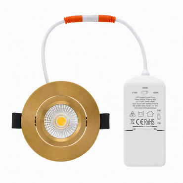 LED Einbaustrahler Pollux | 5 Watt | Dimmbar | CCT-Switch | Gold | IP65 | Schwenkbar
