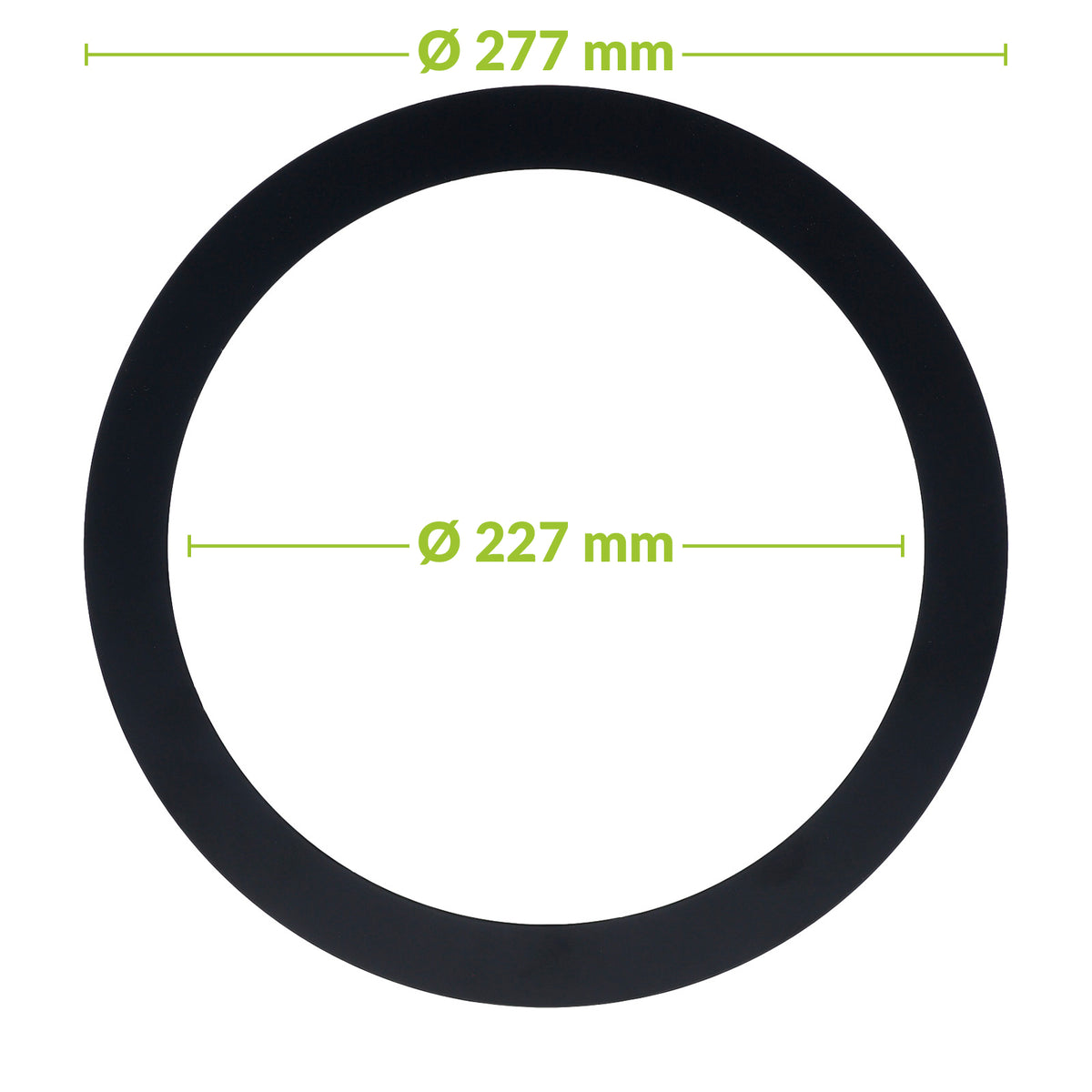 Verloopring metaal zwart Ø227-277mm