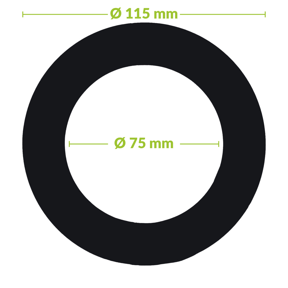 Verloopring metaal zwart Ø75-115mm