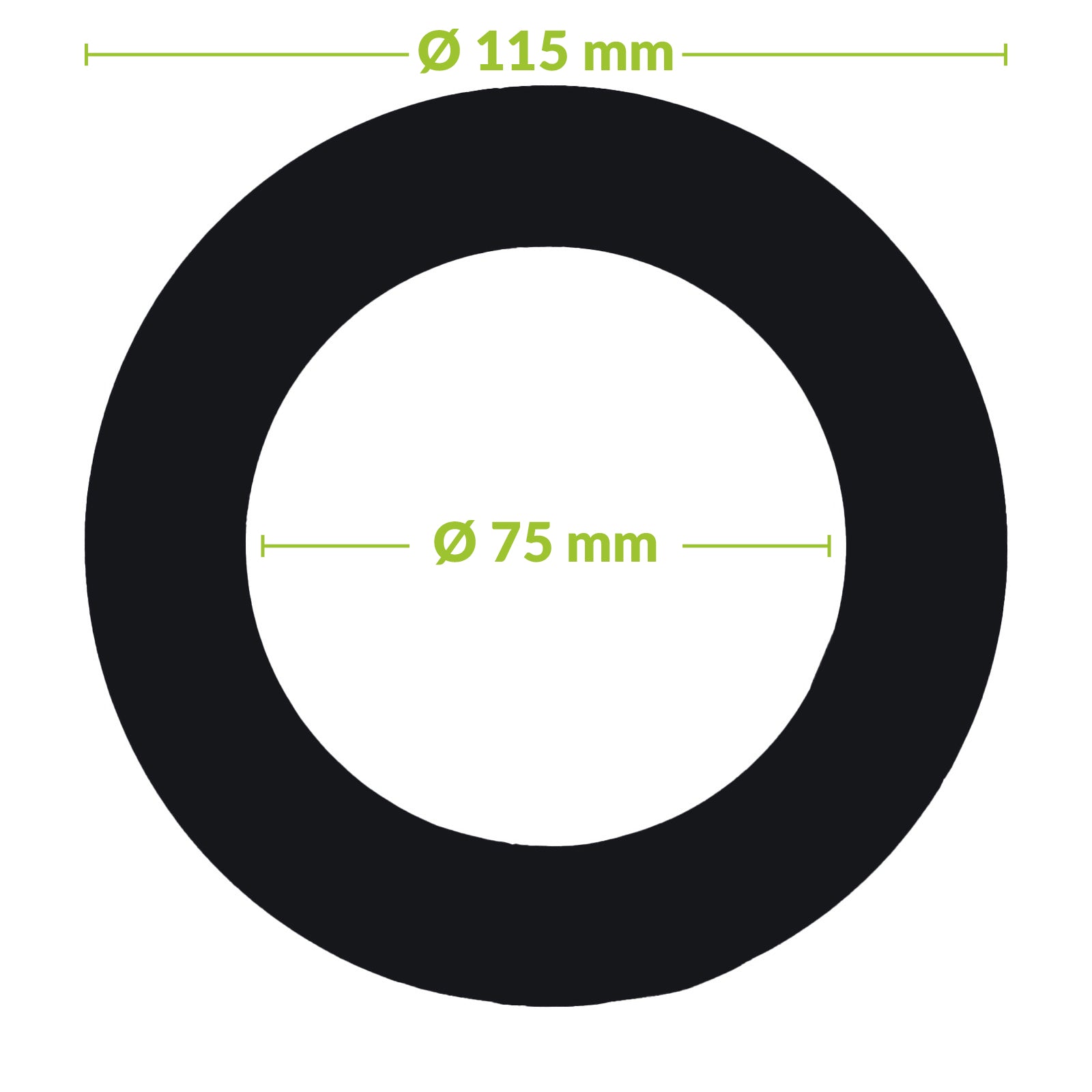 Verloopring metaal zwart Ø75-115mm