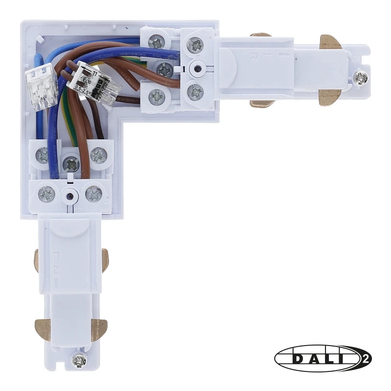 DALI 3-fase rail L-vorm connector inside wit