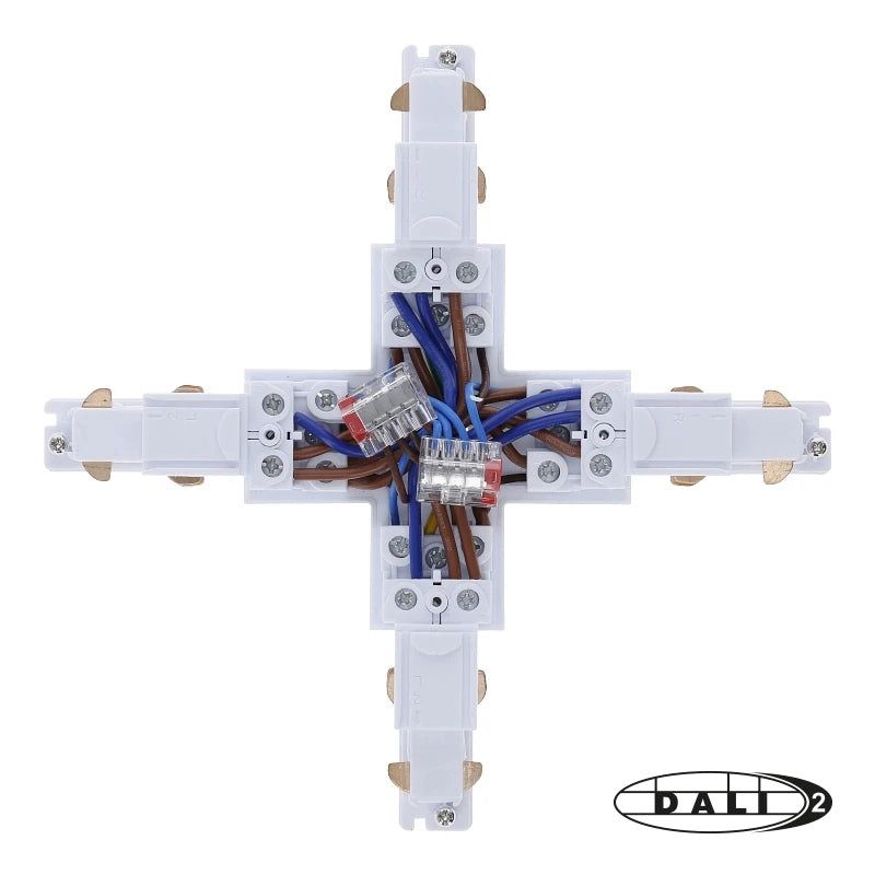 DALI 3-fase rail X-vorm connector wit