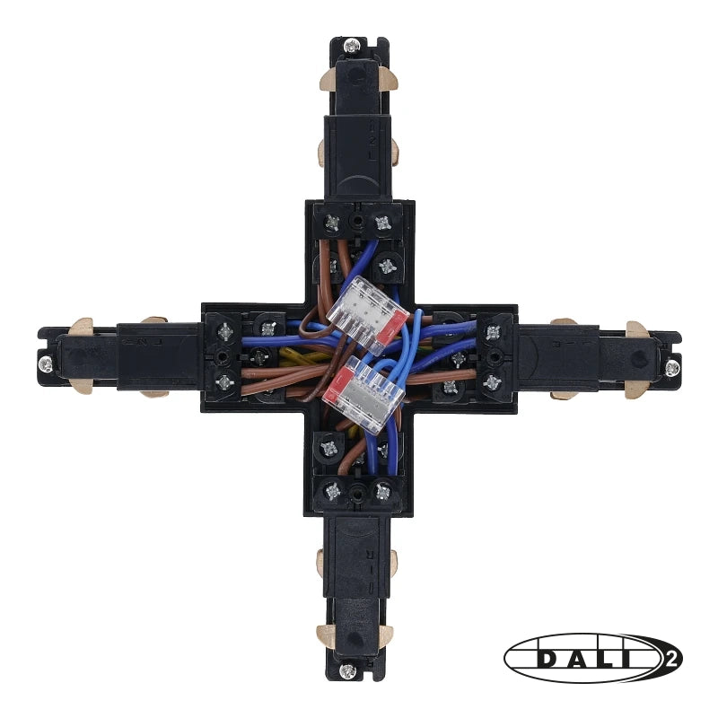DALI 3-fase rail X-vorm connector zwart