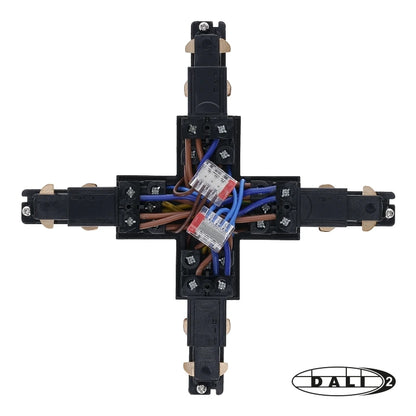 DALI 3-fase rail X-vorm connector zwart