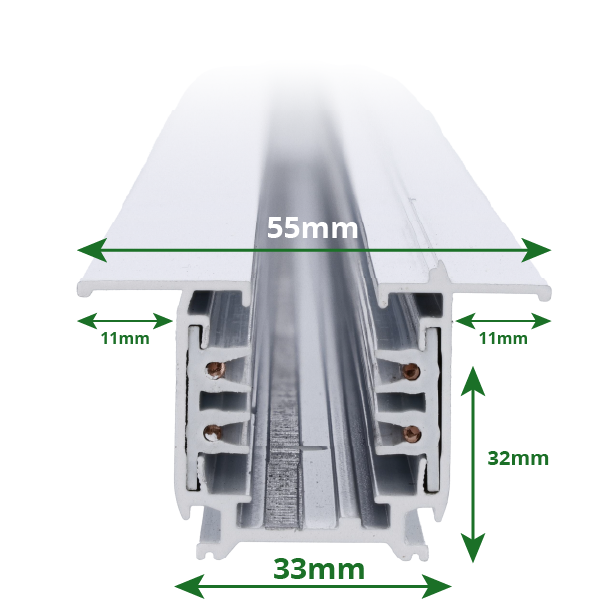 Inbouw 3-fase 100cm rail wit – afbeelding 2