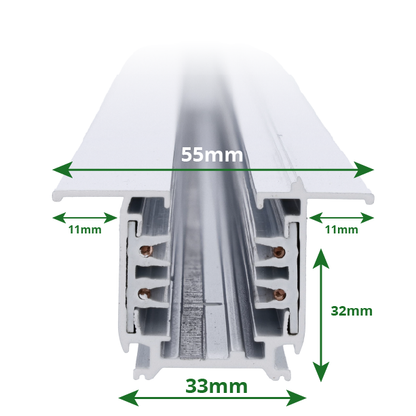 Inbouw 3-fase 300cm rail wit – afbeelding 2