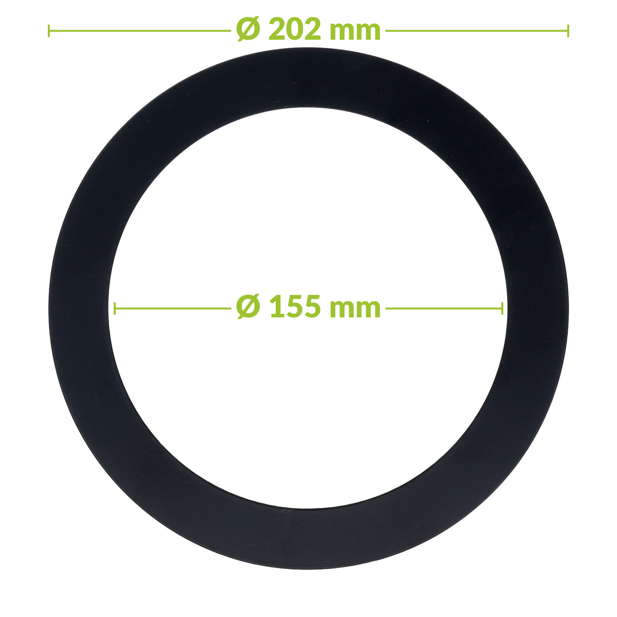 Verloopring metaal zwart Ø155-202mm