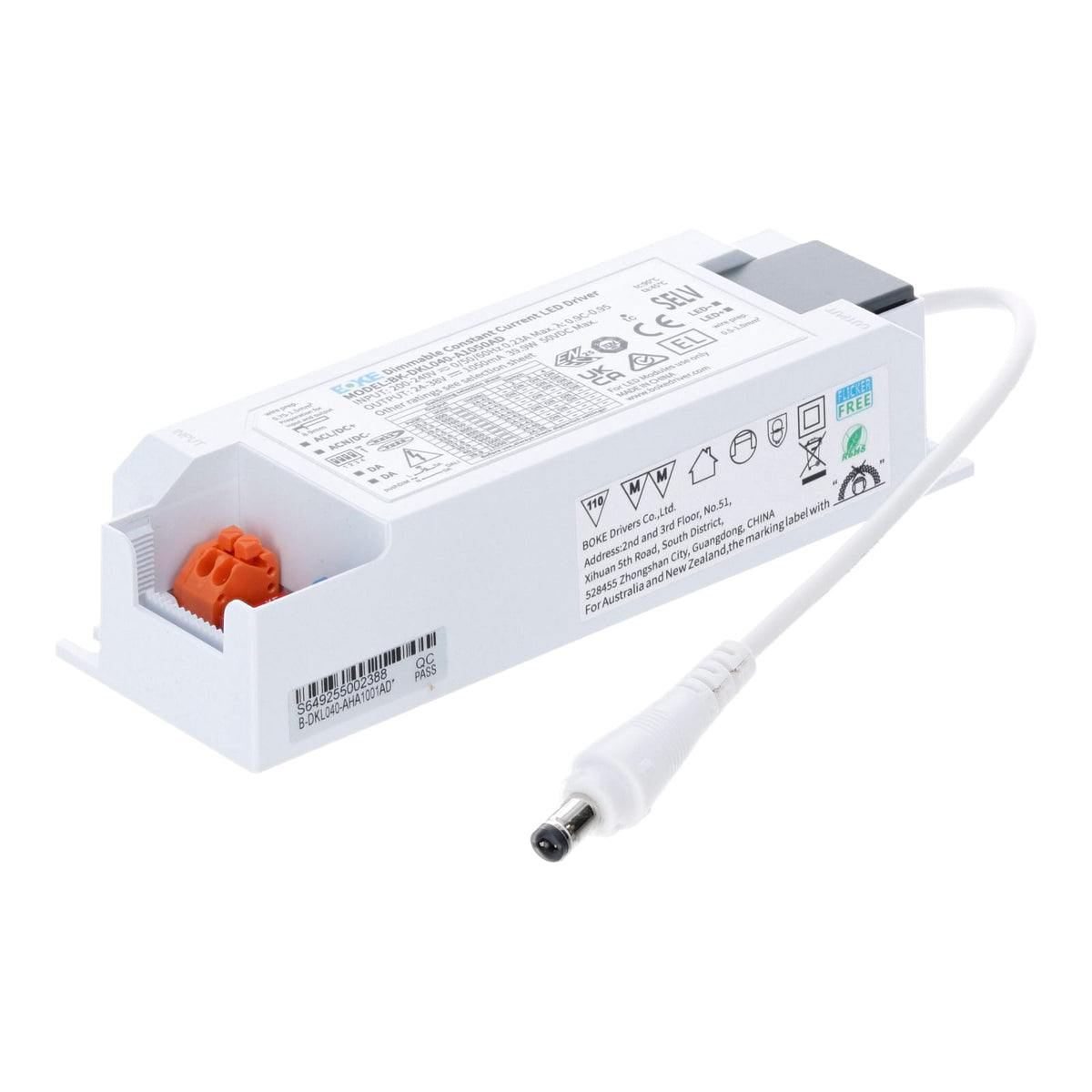 Boke DALI driver 40 watt met afmetingen