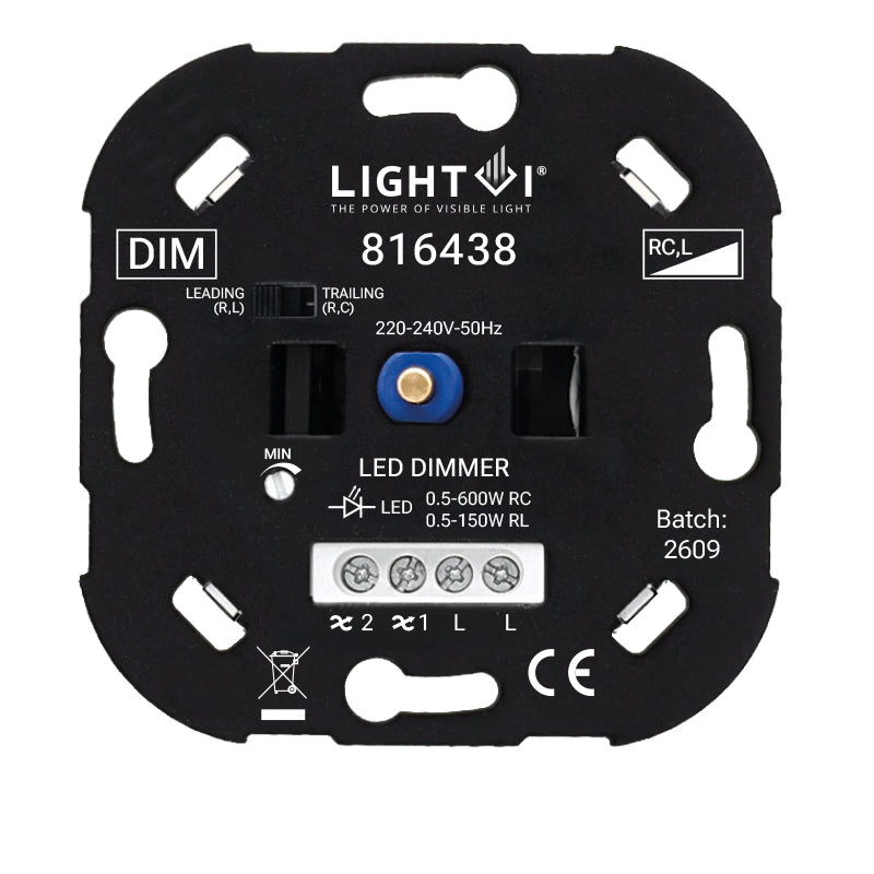 Triac LED dimmer 0,5-600W vooraanzicht