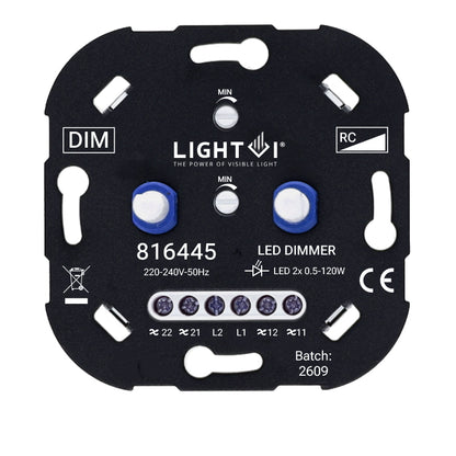 Triac LED dimmer 2x 0,5-120W vooraanzicht