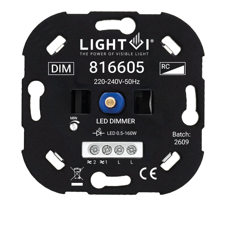Triac LED dimmer 0,5-160W vooraanzicht