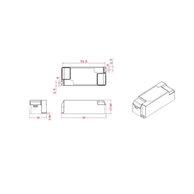 Ledtu driver | Dimbaar | 500Ma | Voor 19 en 20 Watt Downlighters - Outledtl.nl 