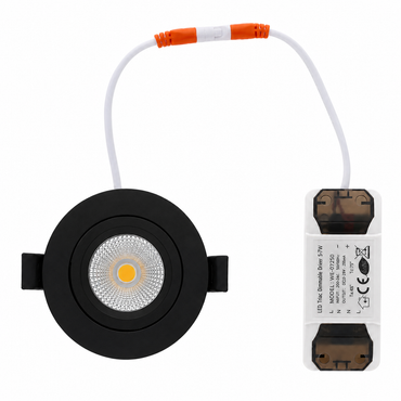 LED Einbaustrahler Pollux | 5 Watt | Dim2Warm | Schwarz | IP65 | Schwenkbar | Einbaudurchmesser 55 mm