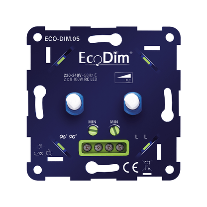 EcoDim Duo Dimmer ECO-DIM.05 Wissel/Hotelschakeling - 5-150W - Faseafsnijding - Outledtl.nl 