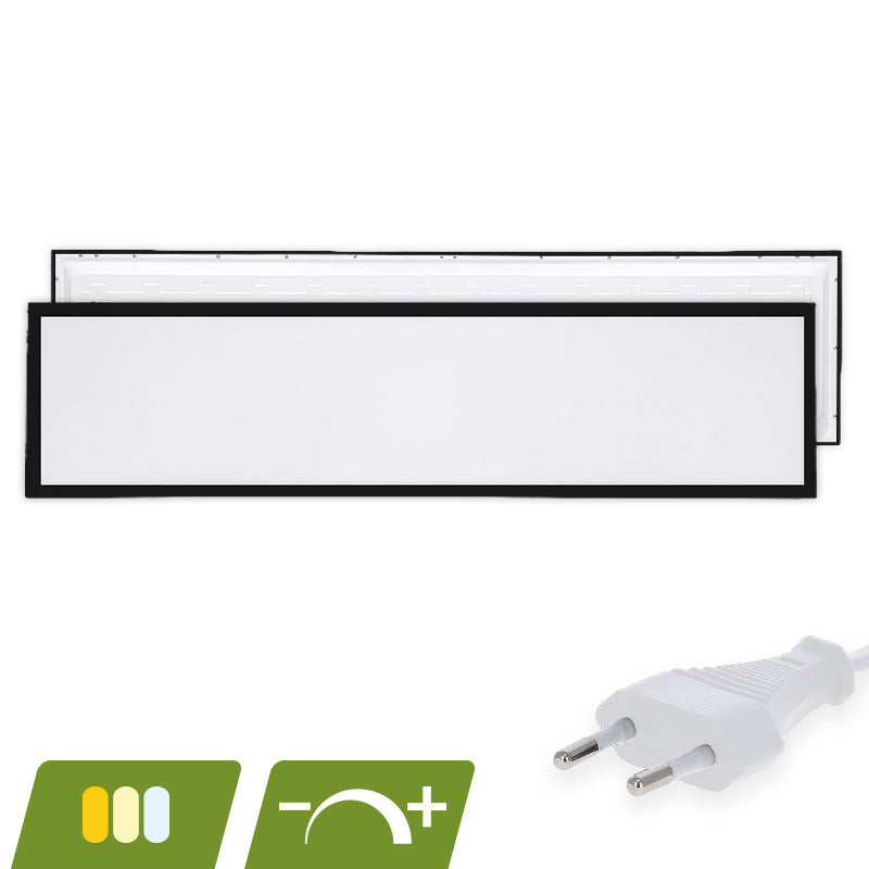 Back-lit LED paneel Europa zwart 120x30 cm 30 W – dimbaar, eurosnoer