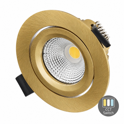 LED Inbouwspot Aristo | Dimbaar | IP65 | 4W of 6W | CCT Switch | Zaagmaat: Ø68-75 mm | Goud