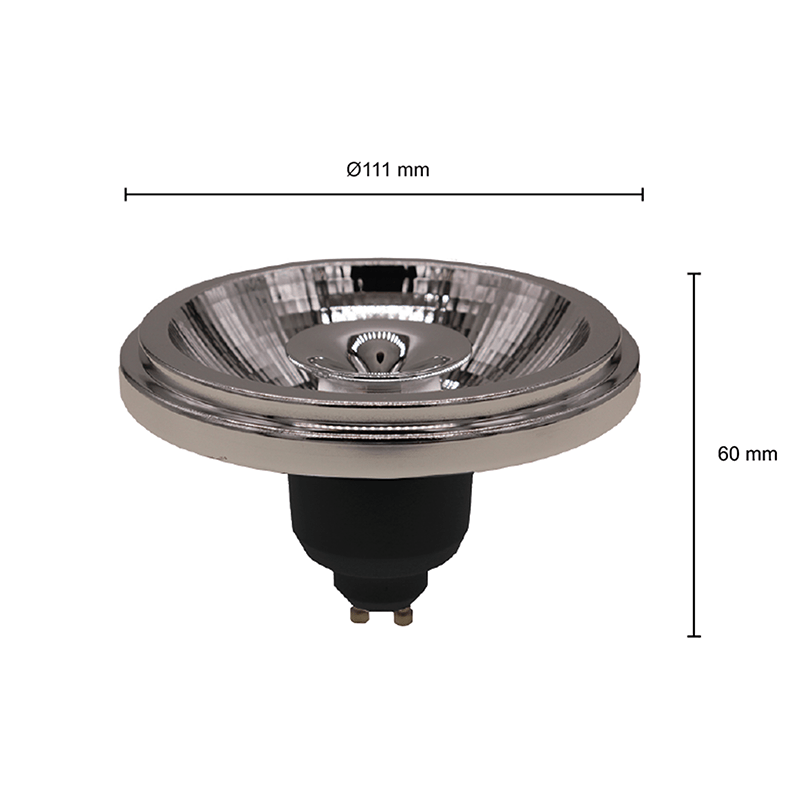 GU10 AR111 spots | Dimbaar | 12w | 24° | CRI>80 - Zwart - Outledtl.nl 