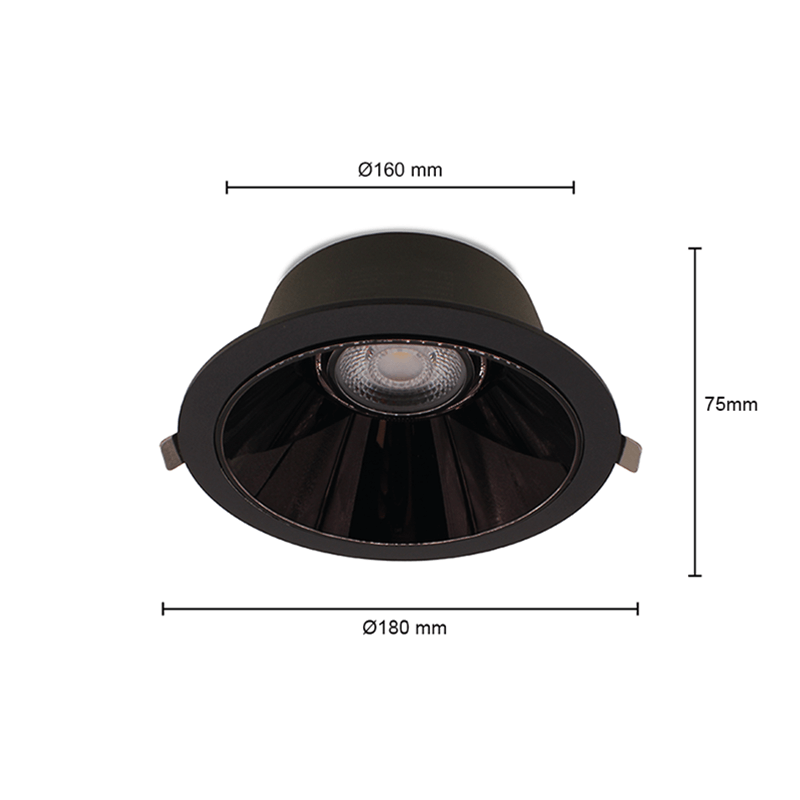 LED Downlight Kerber - TriColor - 16 Watt - Zaagmaat 160 -175MM - Zwart - Outledtl.nl 