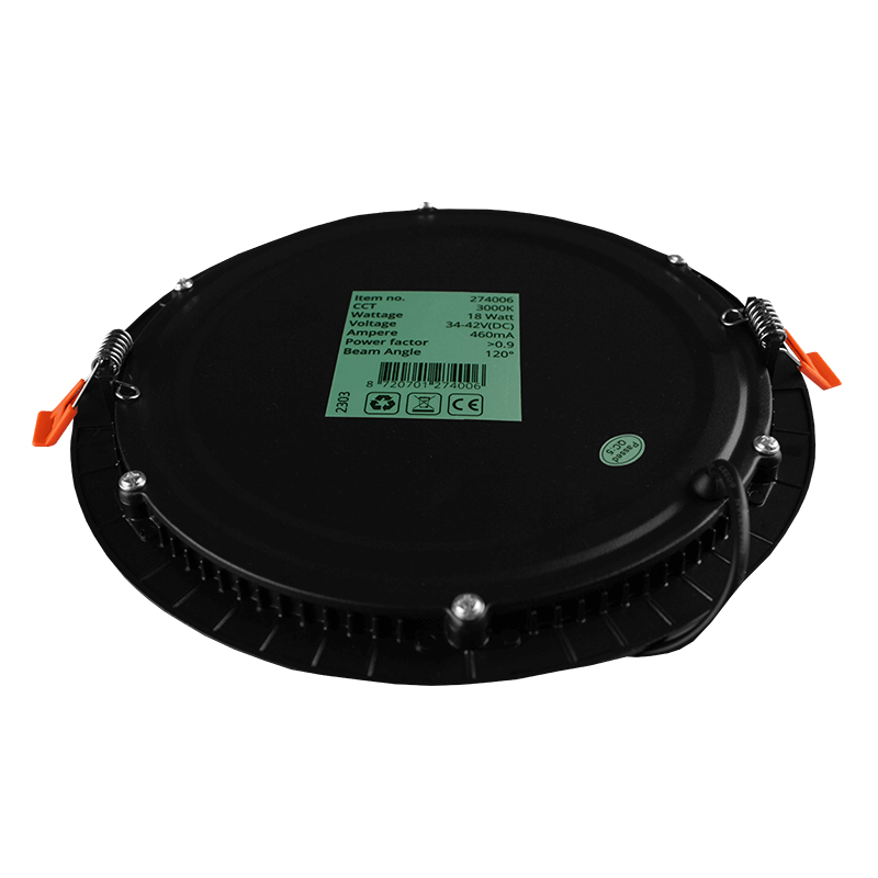 LED Downlight Zwart SLIMLine - Zaagmaat Ø205 - 220 mm - 18 Watt - Outledtl.nl 