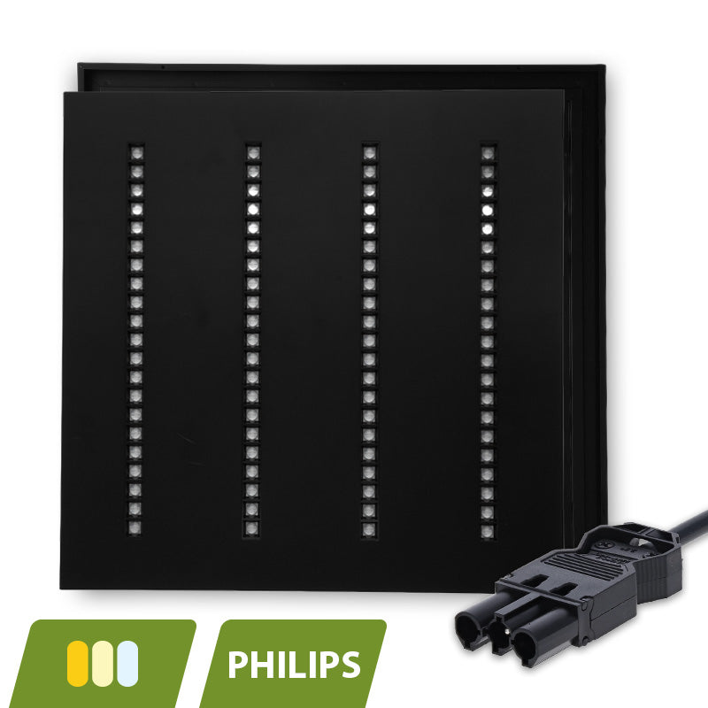 Louvre LED paneel Nova zwart 60x60 cm 30 W – CCT-switch, 3-SWP snoer