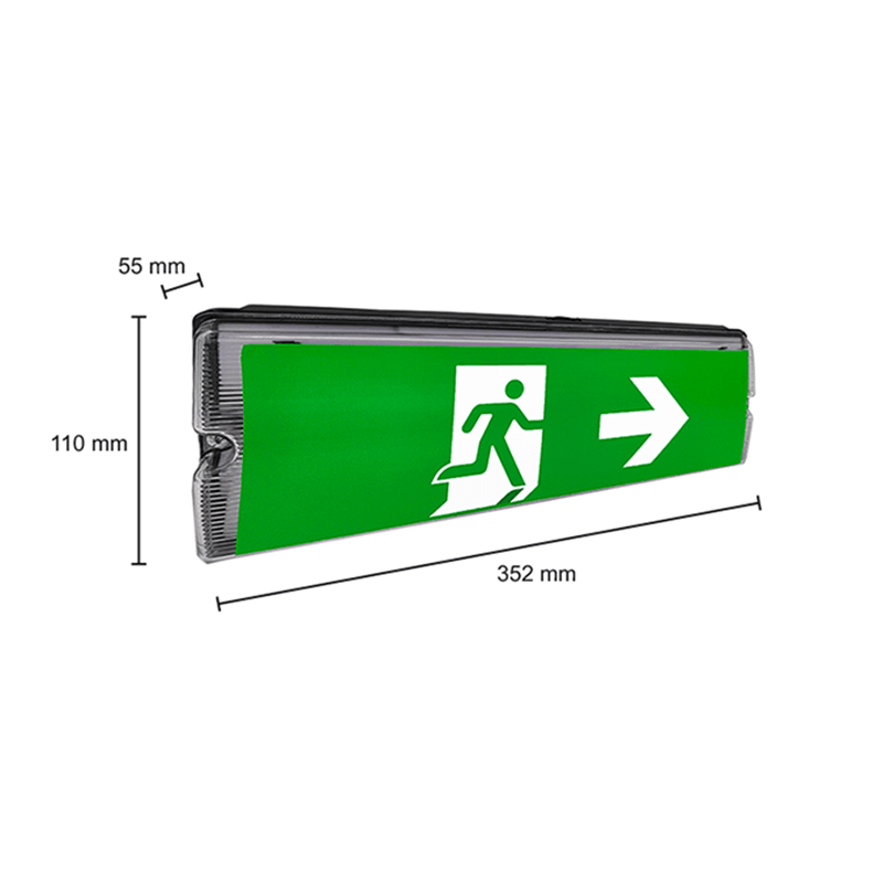Noodverlichting Pan - 3W - IP65 - Zwart  ( Inclusief Pictogrammen  ) - Outledtl.nl 