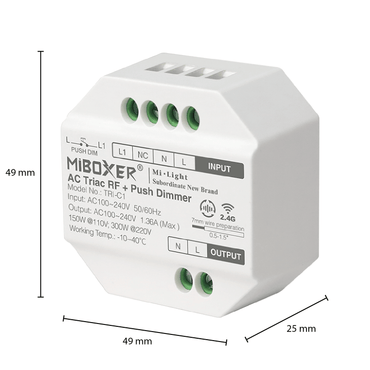 MiBoxer Dim module - AC Triac RF+Push Dimmer - 230V | Draadloze led dimmer module - Outledtl.nl 