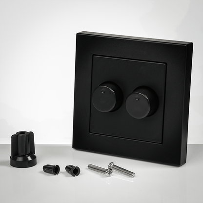 Draai/drukknop voor Duo dimmer - Mat Zwart - Inclusief afdekraam - Outledtl.nl 