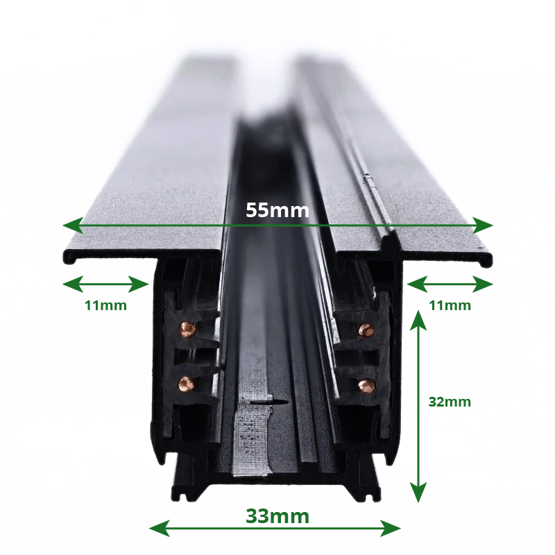 3-Fase Inbouw Rail  100CM - Zwart - Inbouw - Outledtl.nl 