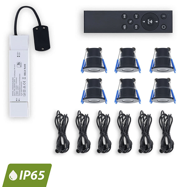 LED Veranda inbouwspot | Ø28mm | 3 W | Dimbaar - Zwart | Bundel 6 Stuks | 2700K - Warm wit - Outledtl.nl 