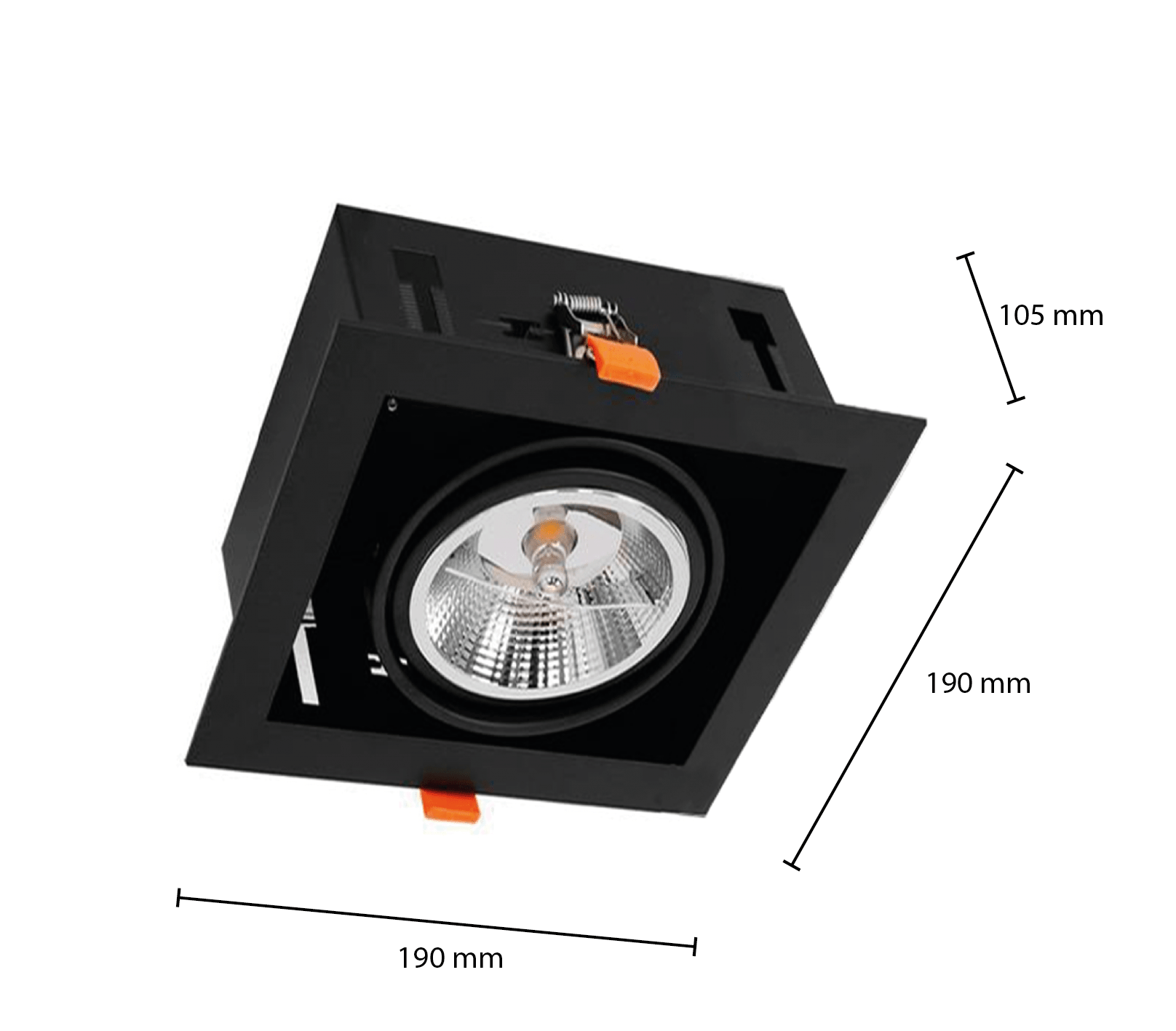 LED AR111 inbouwarmatuur | vierkant  | Zwart | exclusief AR111 spot - Outledtl.nl 