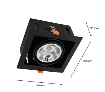 LED AR111 inbouwarmatuur | vierkant  | Zwart | exclusief AR111 spot - Outledtl.nl 