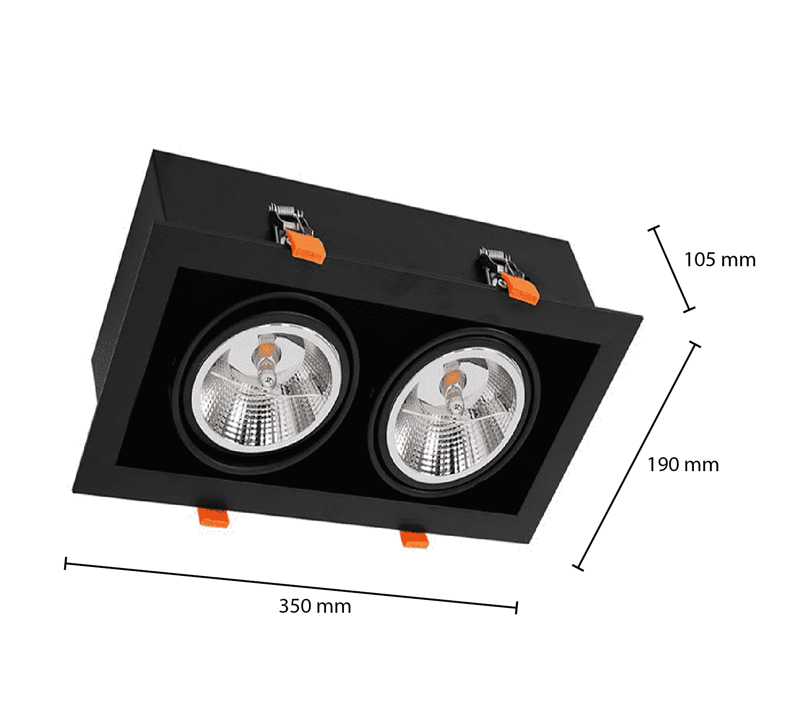 AR111 Led Spot Armatuur  | Zwart | excl. AR111 spot | Dubbel - Outledtl.nl 