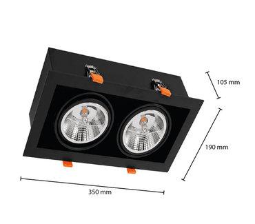AR111 Led Spot Armatuur  | Zwart | excl. AR111 spot | Dubbel - Outledtl.nl 