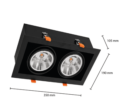 AR111 Led Spot Armatuur  | Zwart | excl. AR111 spot | Dubbel - Outledtl.nl 