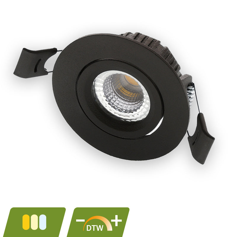 LED Inbouwspot Pollux | 5 watt | Dim2Warm | Zwart | IP65 | Kantelbaar | Zaagmaat 55 mm - Outledtl.nl 
