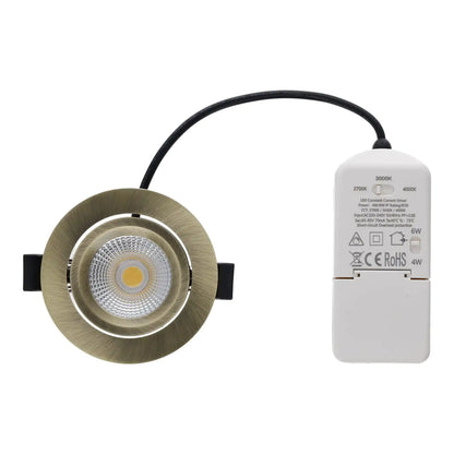 LED Inbouwspot Aristo | Dimbaar | IP65 | 4W of 6W | CCT Switch | Zaagmaat: Ø68-75 mm | Brass - Outledtl.nl 