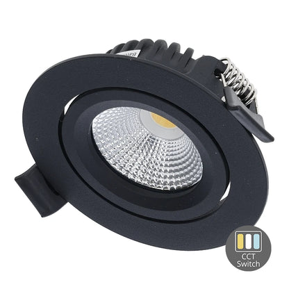 LED Inbouwspot Aristo | Dimbaar | IP65 | 4W en 6W | CCT Switch | Zaagmaat: Ø68-75 mm | Zwart - Outledtl.nl 