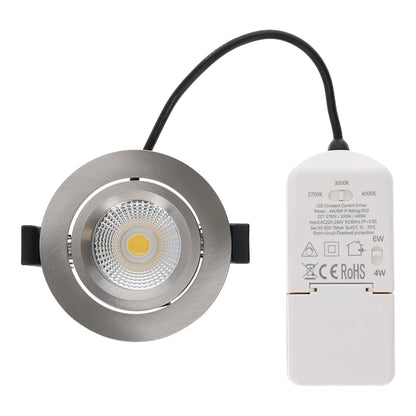 LED Inbouwspot Aristo | Dimbaar | IP65 | 4W en 6W | CCT Switch | Zaagmaat: Ø68-75 mm | Zilver - Outledtl.nl 