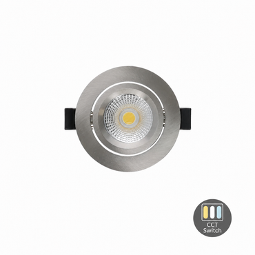 LED Einbaustrahler Pollux | 5 Watt | Dimmbar | CCT-Switch | Silber | IP65 | Schwenkbar