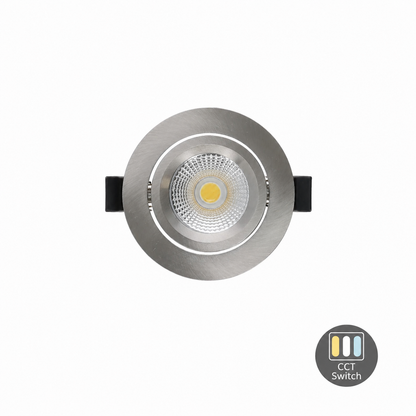 LED Einbaustrahler Pollux | 5 Watt | Dimmbar | CCT-Switch | Silber | IP65 | Schwenkbar