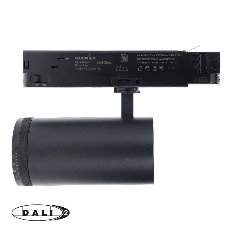 DALI 3-fase railspot Zoomable | 10-30W | Zwart | dimbaar, CCT