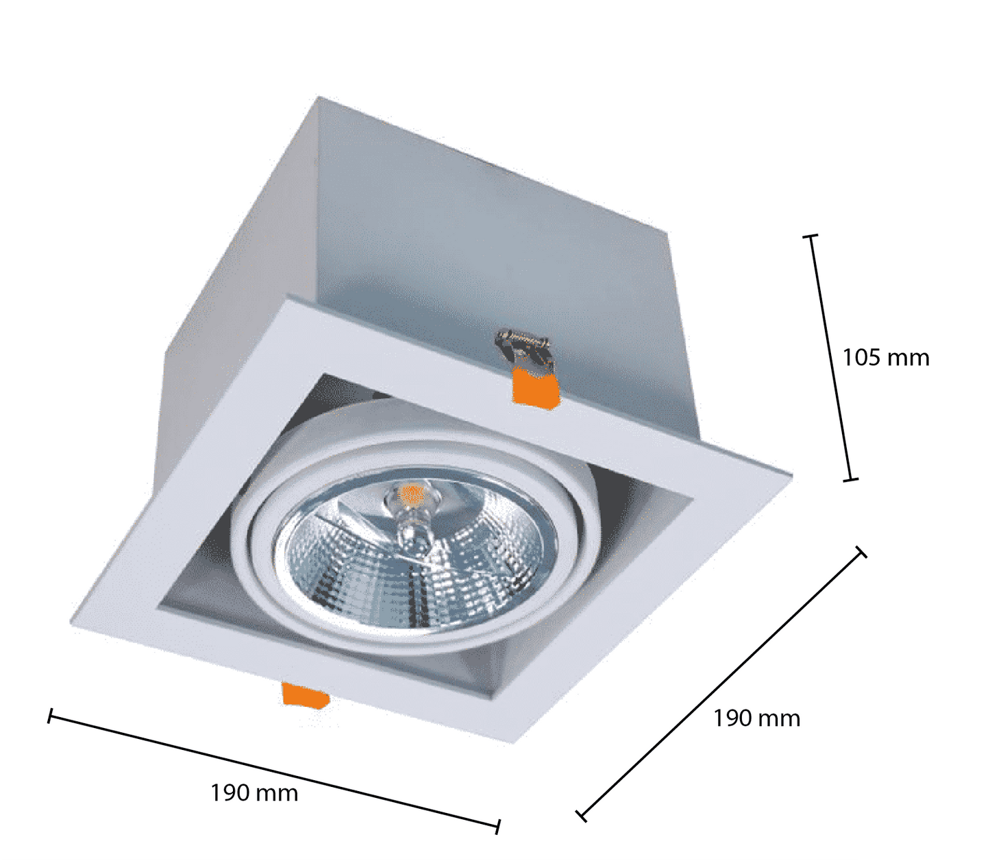 AR111 inbouwarmatuur | vierkant  | Wit | exclusief AR111 spot - Outledtl.nl 