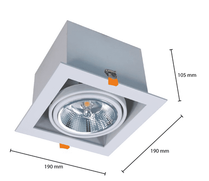 AR111 inbouwarmatuur | vierkant  | Wit | exclusief AR111 spot - Outledtl.nl 