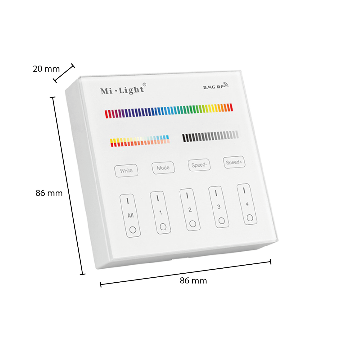 MI-LIGHT Wandbediening - 4 GROEPEN - RF-RGB +CCT