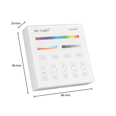 MI-LIGHT Wandbediening - 4 GROEPEN - RF-RGB +CCT
